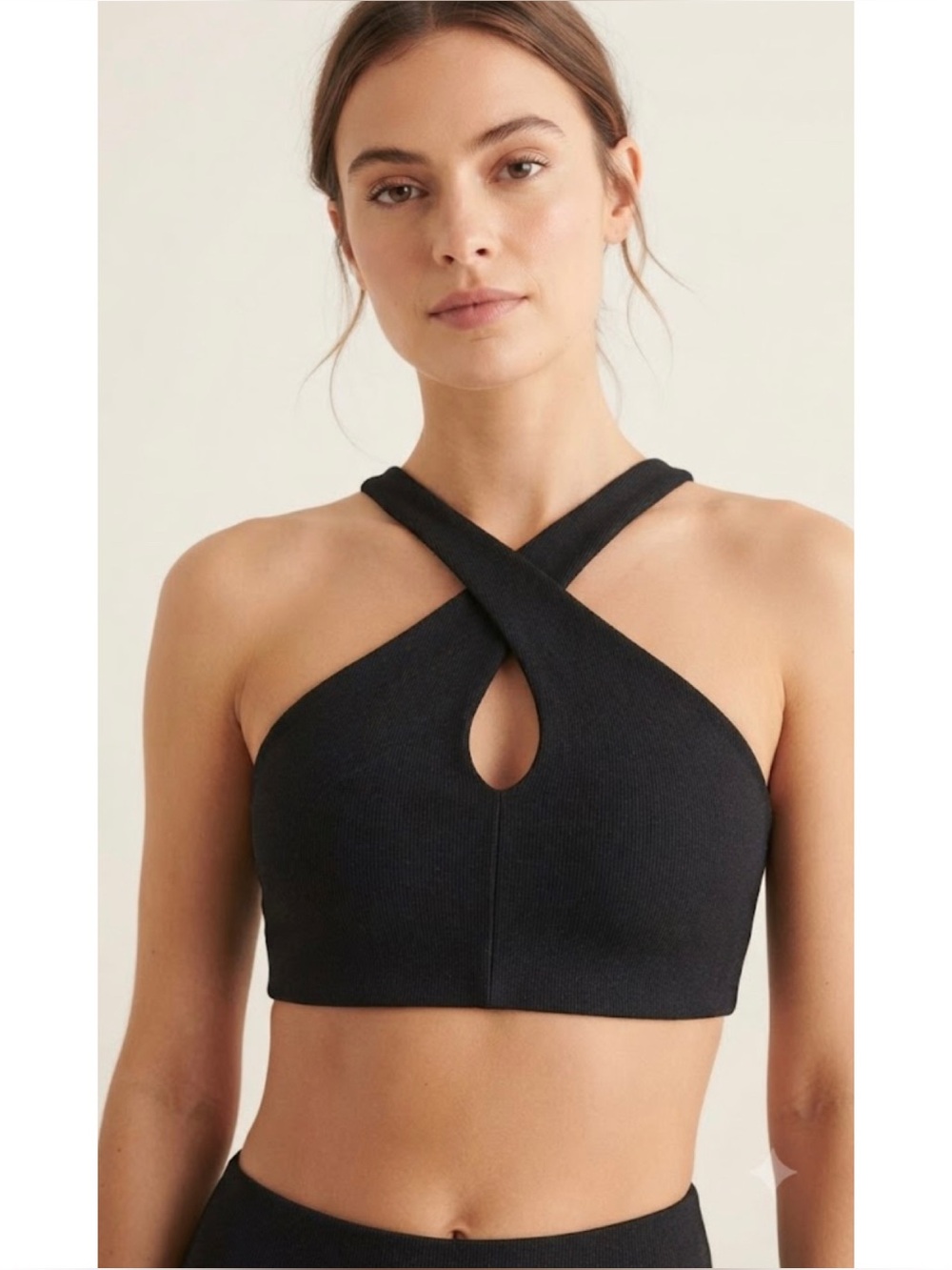 All In Motion Cross Front Ribbed Halter Strap Sports Bra